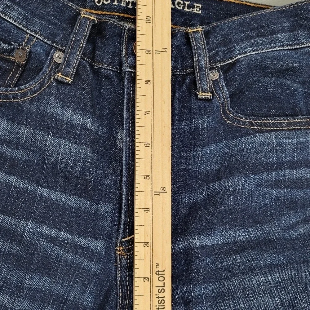 American Eagle Vintage Hi-Rise Button Fly Straight Leg Jeans Dark Wash Womens 4‎